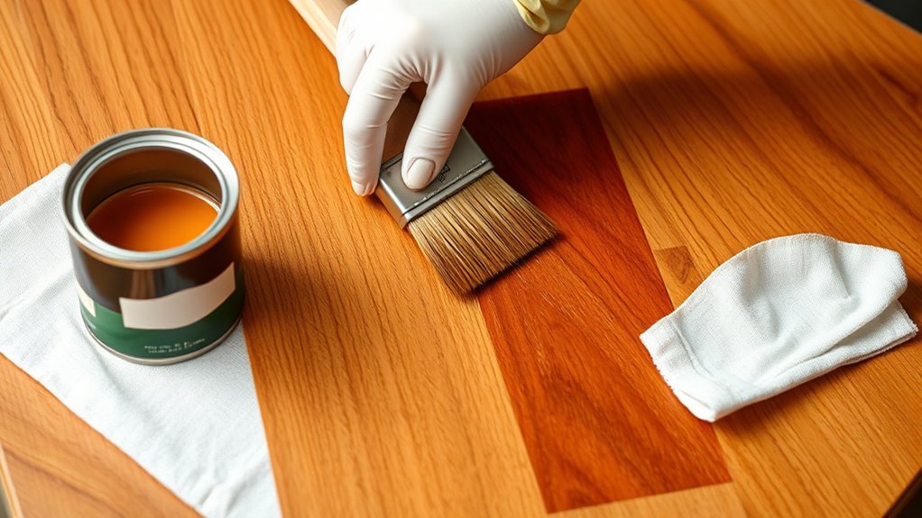 apply stain evenly carefully