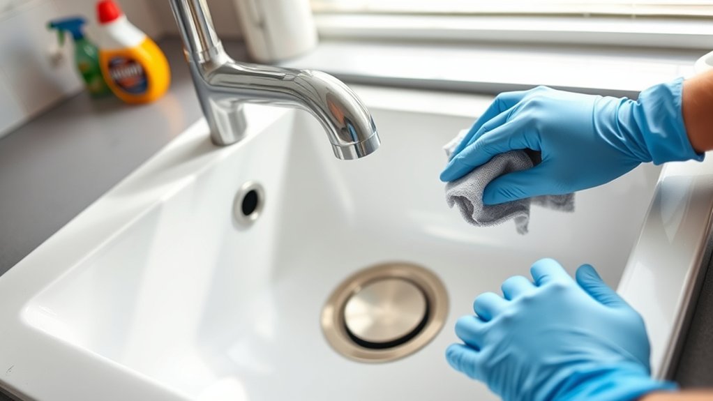 clean sink opening thoroughly