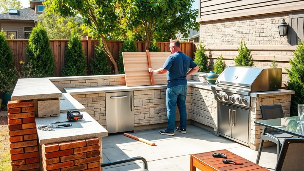constructing an outdoor cooking area