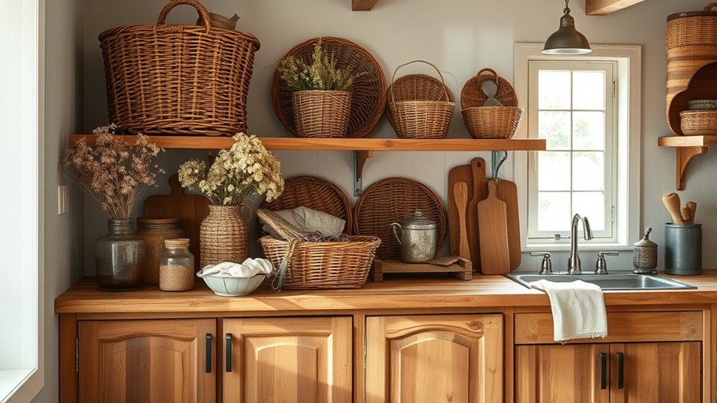 farmhouse baskets create charm