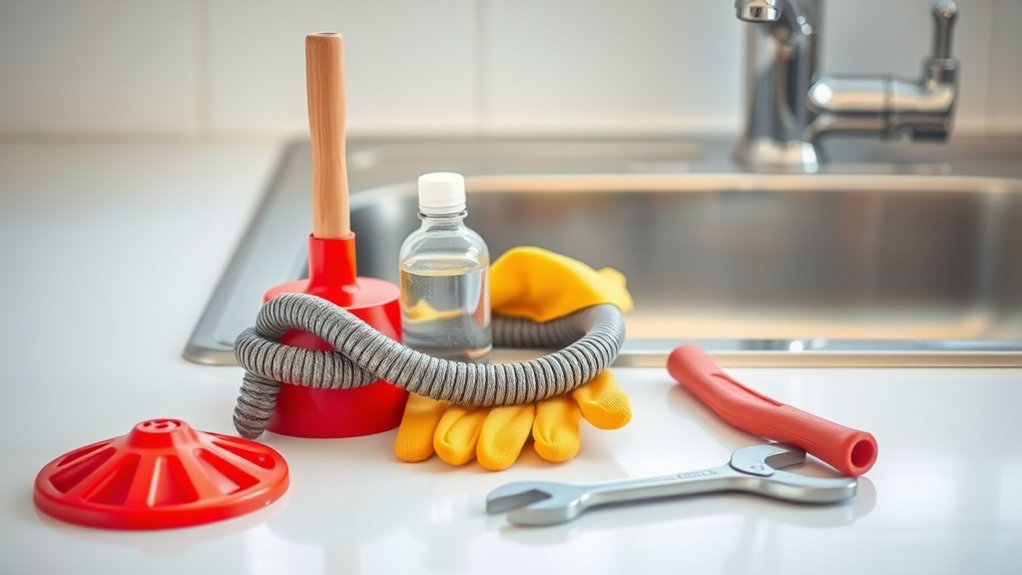 gather tools before unclogging