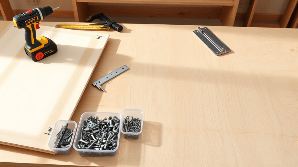 gather tools plywood hardware
