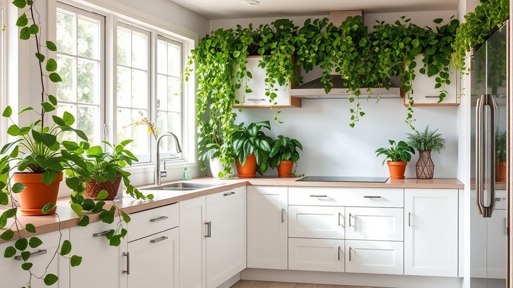 greenery enhances kitchen space