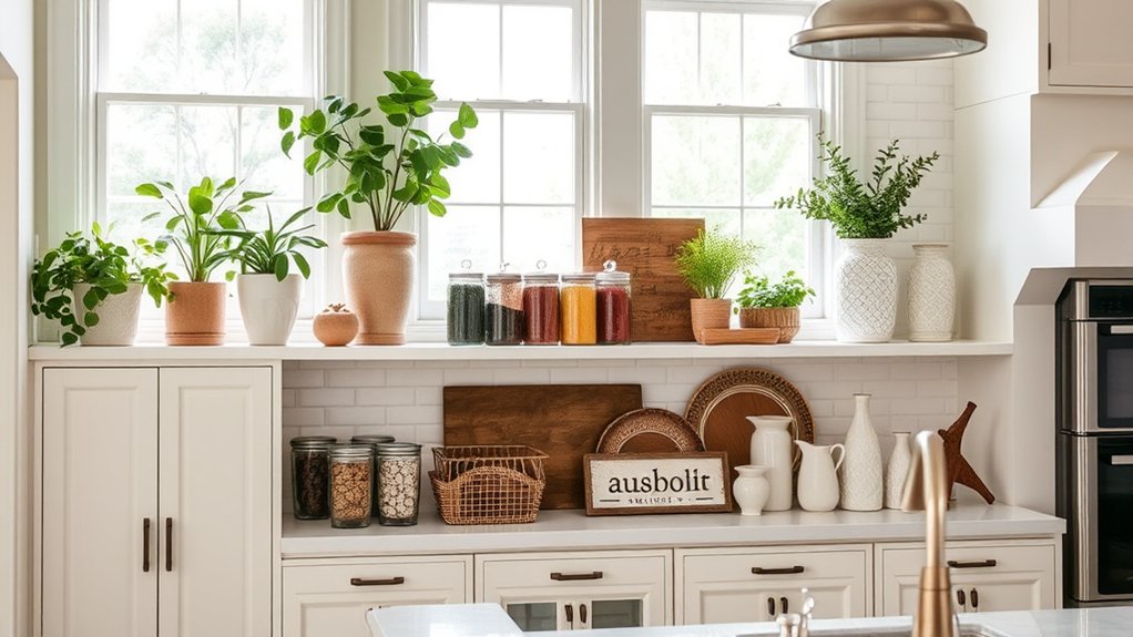 kitchen cabinet top decor