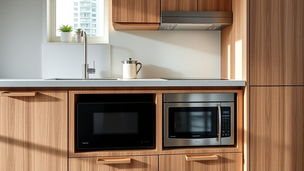 lower cabinet microwave placement