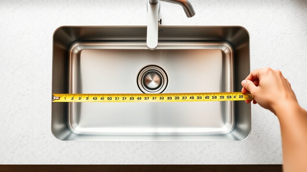 measure sink width accurately