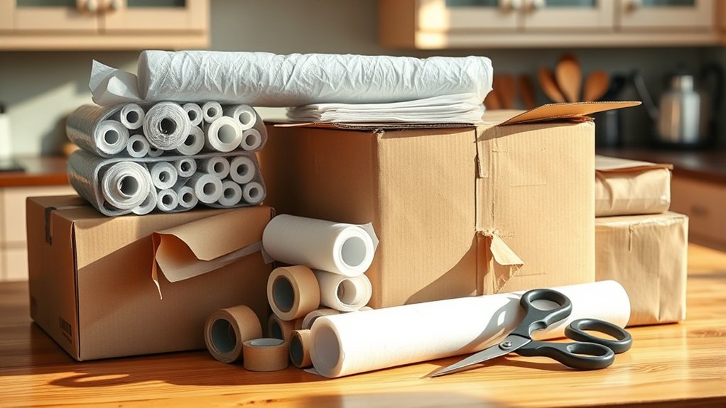 organize packing supplies efficiently