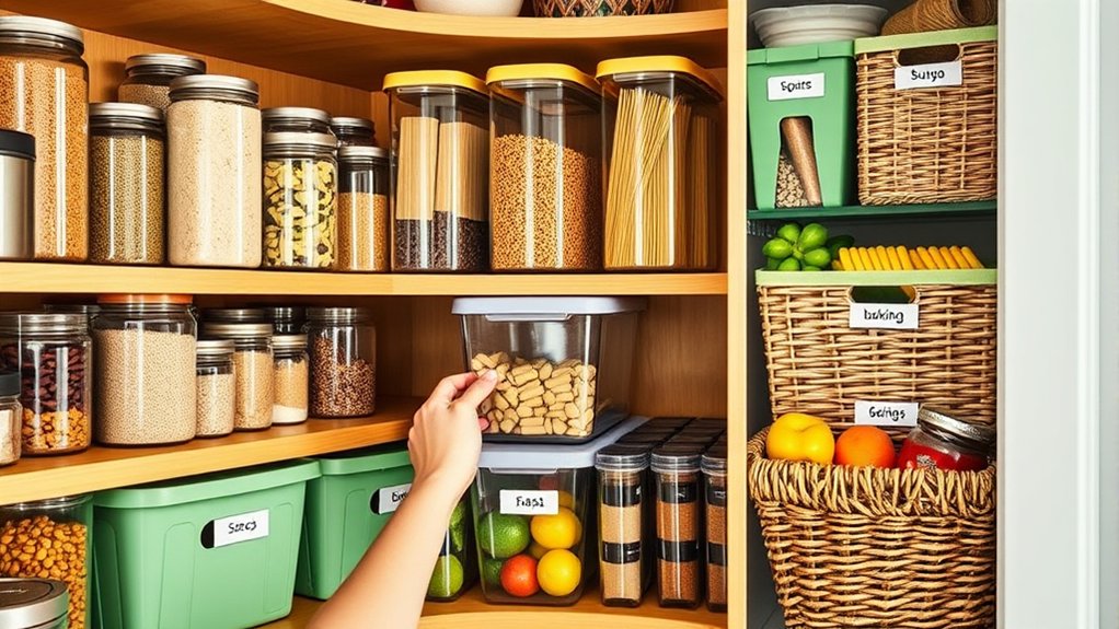 organized labeled pantry storage