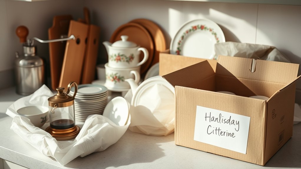 pack infrequently used kitchen items
