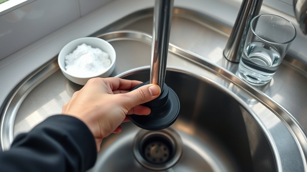 use plunger or baking soda