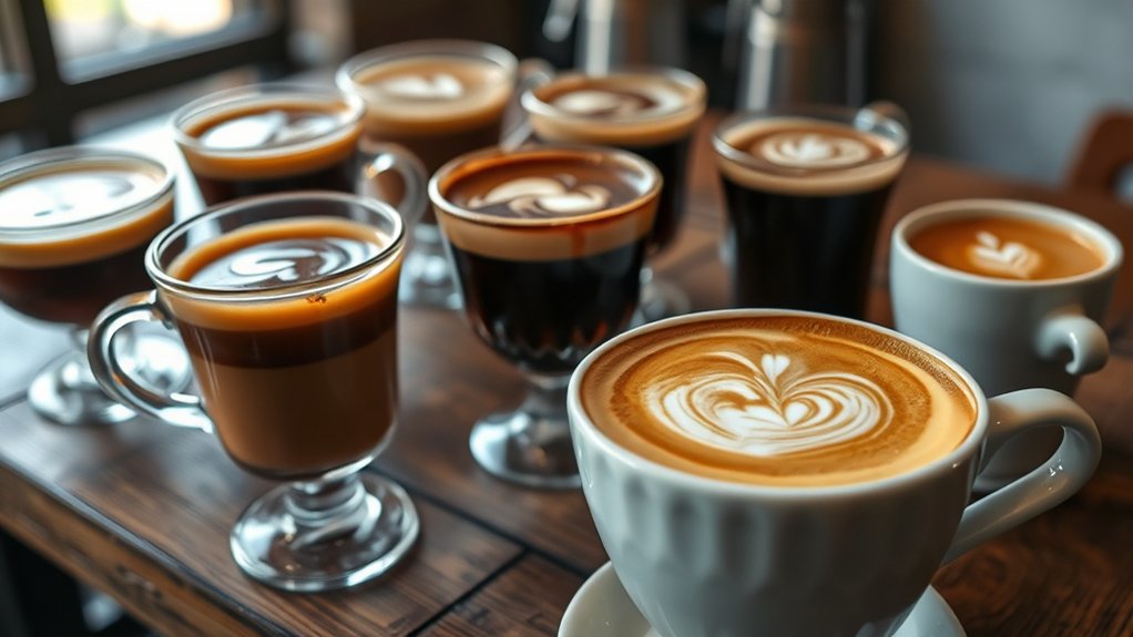 variety of crafted espresso beverages